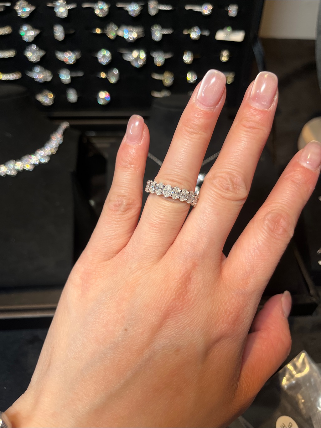 Classic Sparkling Silver-Tone Eternity Ring In Clear White Stones
